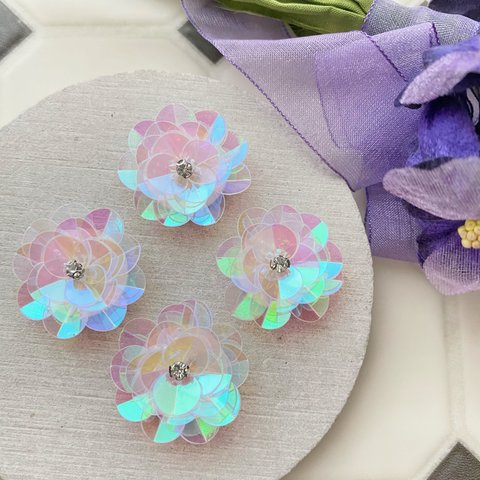 4pcs Handmade* 資材 B21-85 Spangle cabochon