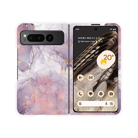 Google Pixel Fold 専用ケース  大理石 くすみカラー Shiny Marble 1