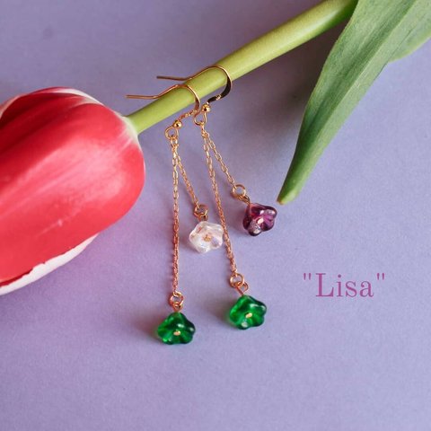 "Lisa" ピアス (紫×緑)