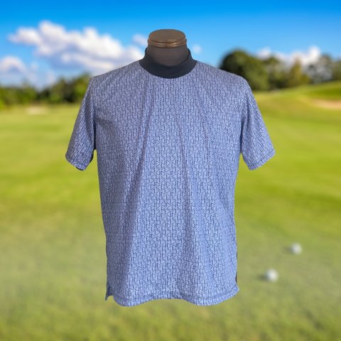 【敬老の日】HBD　GOLFメンズ【Lサイズ】ハイネックゴルフシャツ　幾何学模様ポリエステル素材　モックネック