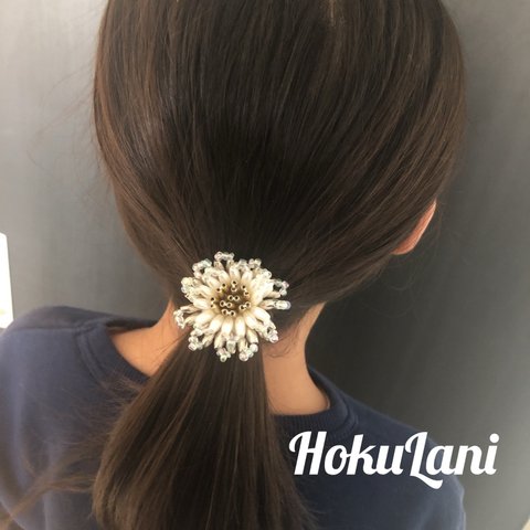 ビーズフラワー  ヘアゴム❤