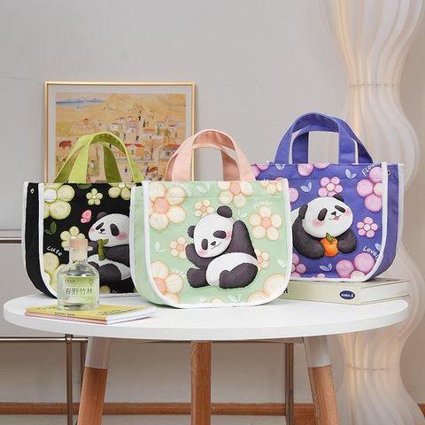 Panda パンダ トートバッグ 花花 和花 ハンドバッグ パンダ柄 エコバッグ 学生手袋 かわいい 中国のパンダキャンバスバッグ