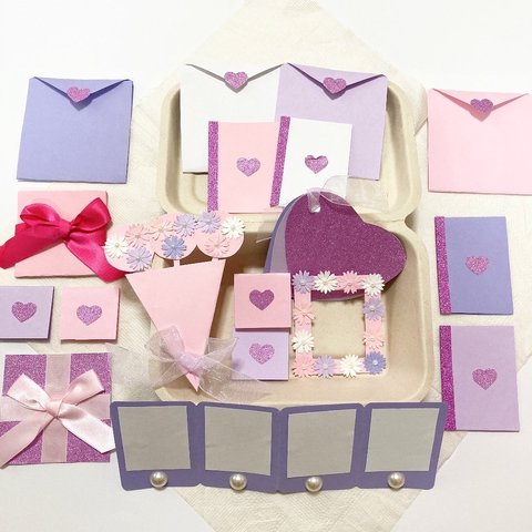 ✳︎ピンク×紫×白✳︎アルバム 仕掛け 18パーツセット ︎
