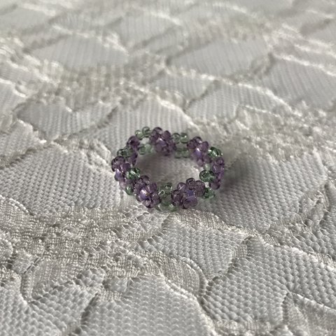 紫陽花ビーズリング  -紫-