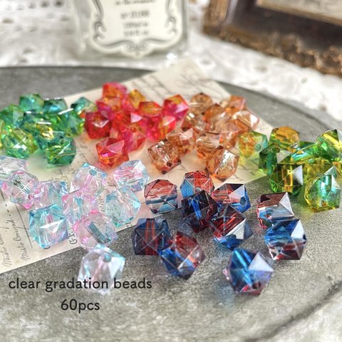 60pcs★ beads・clear gradation beads（アクリルビーズ）