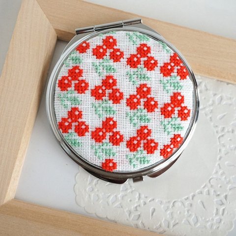 刺繍コンパクトミラー「花05」