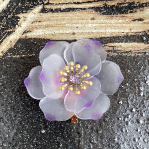 薄紫のお花ミニポニーフック 大人かわいい お花の髪かざり