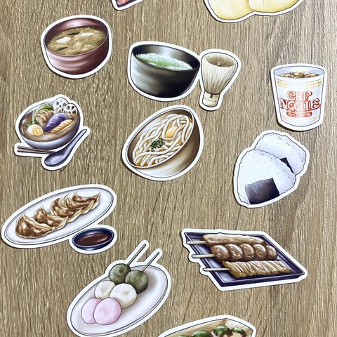 Japanese Food Sticker Set (12 pieces) - 和食シールセット(12枚).