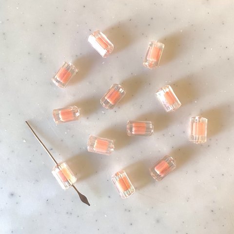 Clear Orange Cylinder Beads