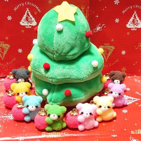 🆕🎄Xmasオーナメント🧸抱きつきくまちゃん💖蛍光ピンク💖★pon pon Friends★