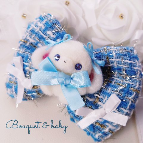 たれみみうさツイードクリップ💝🐰リボン୨୧キッズ୨୧プレゼントにも💛  Bouquet&baby