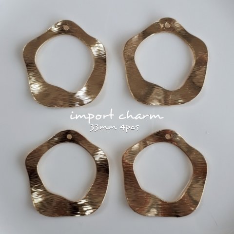 《4pcs》 import metal wave charm  33mm【Ch-770】