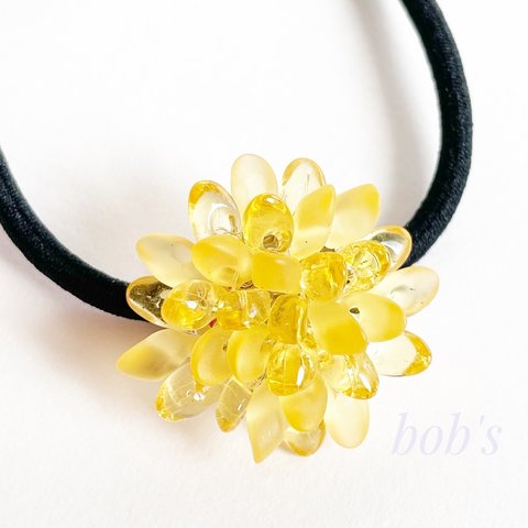 glass beads hair gom*yellow mix アロハ  ミモザ　large 