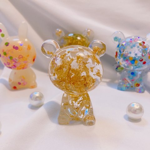 🧸💐本物のお花が入ったみまもるん×金箔×クリアデザイン💫🐻みまもるん🥰🙌