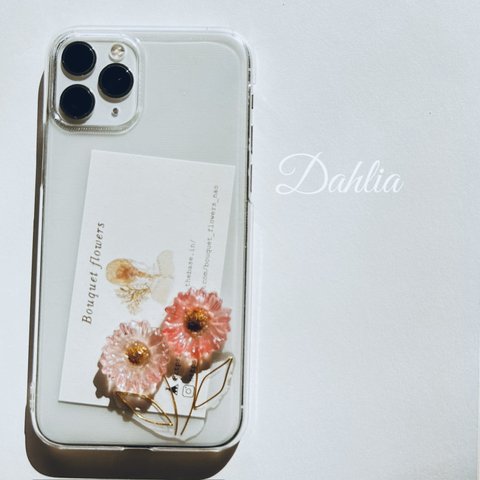 透明感のある淡いピンクのダリアiPhoneケース