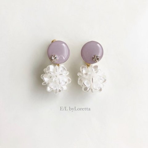 Mini circle shell flower pierce/earring(Lavender) [cc]