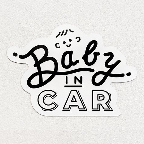 Baby in Car マグネットステッカー（レタリング風）