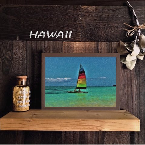 【送料無料】南国の風景☆HAWAII No.630                       フレーム付    A4サイズ