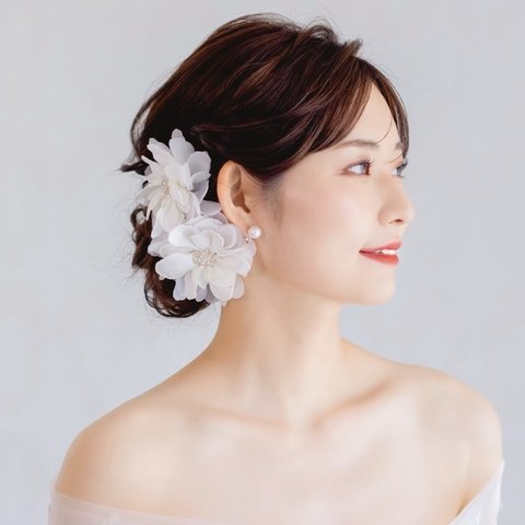 MA182  ゴールド ビジュー 花ピン リーフヘアアクセサリー  髪飾り ヘッドドレス ヘッドアクセ  ウェディング  結婚式　前撮りフォトウェディング 和装