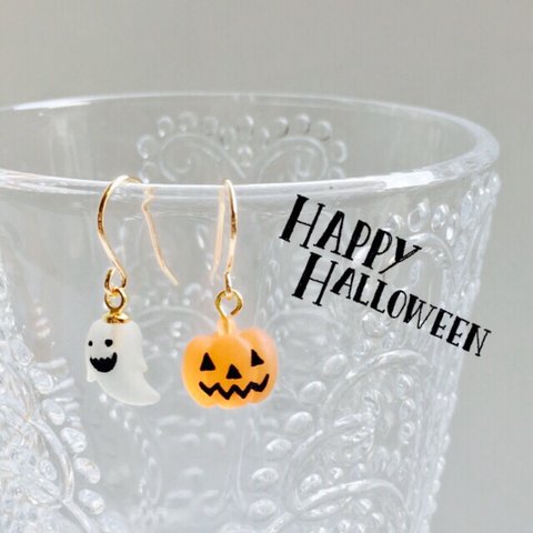 【16KGP金具変更※無料】シンプルなハロウィンピアス   ノンホール