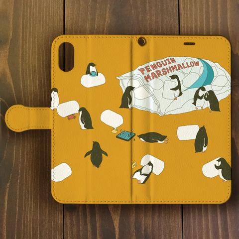ペンギン【iPhone11・iPhoneXR対応】ペンギン・マシュマロ イエロー手帳型 スマホケース iPhone用【各機種あります】