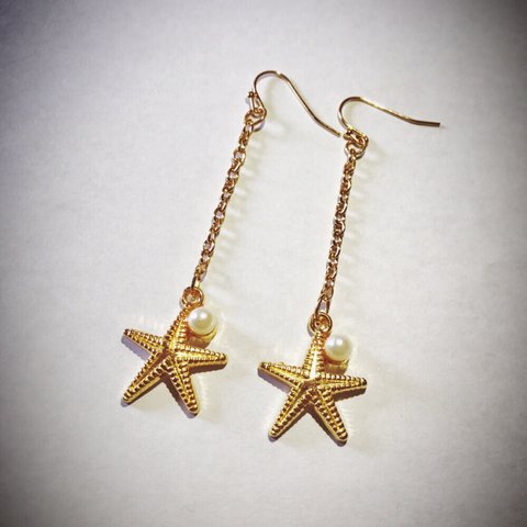 ハワイアンアクセサリー☆パール付きシェルピアス