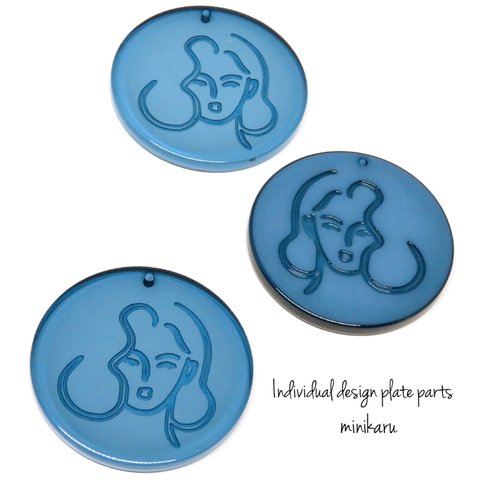 Blue round(3個入) Individual design plate parts