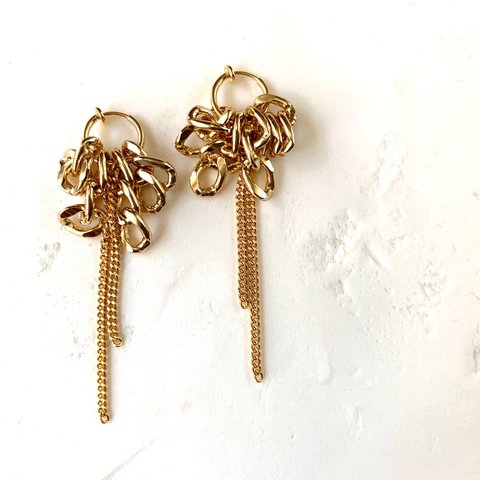 metallic fringe earring（gold）