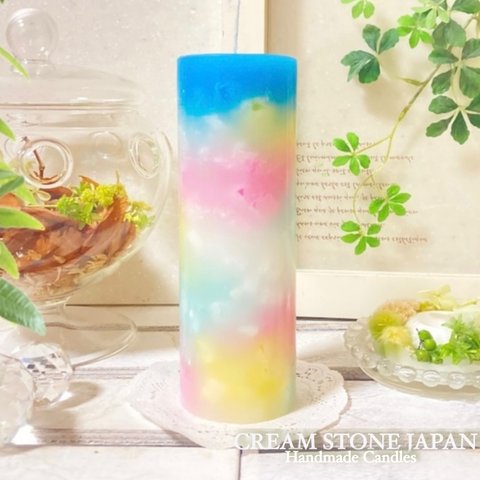 Φ5.1cm×H15cm ペタルキャンドル (セルリアンブルー) № 000721 /Gradation Candle