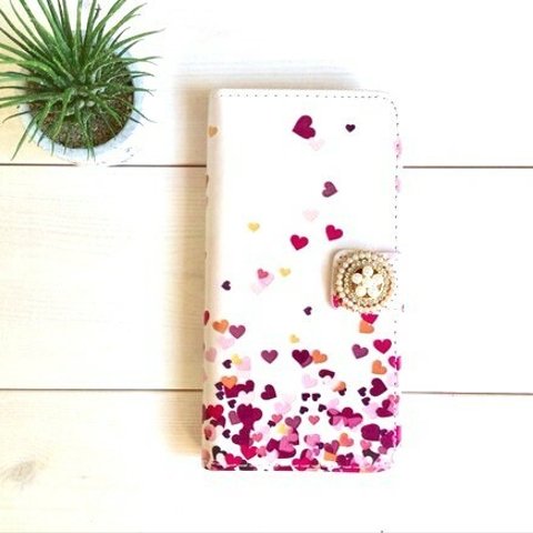 大人可愛いiphoneケース♡オトナノハート パールのお花つき 