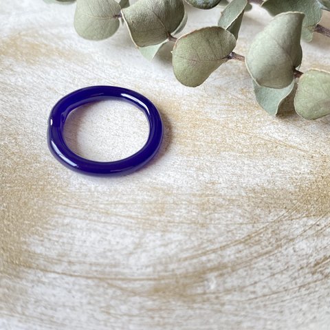 slim glass ring japan blue 約6号
