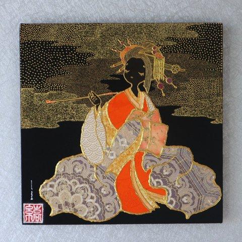 〈如蓮華在水　山吹　金彩〉　着物　アートパネル　〈Nyorengezaisui　YAMABUKI　Kinsai〉