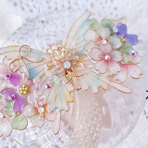 （B）約束の花束と蝶のバレッタ（hair ornaments of butterfly and flower〜Little promise〜）