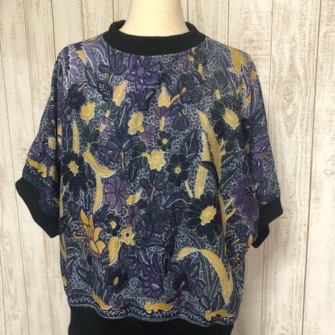 【Batik】大人かわいいバティックコットンリブシャツblue●YBH23001