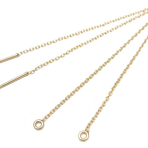 14KGF アメリカンピアス［あずきチェーン］ typeP【1ペア販売】(14K-PIAM-P