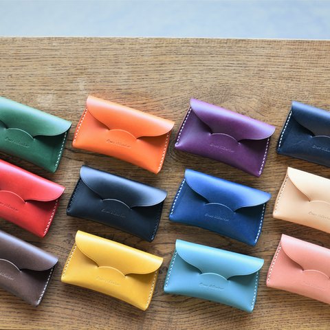 【カラーオーダー】手縫いの小さなカードケース　イタリア　ブッテーロレザー　12色