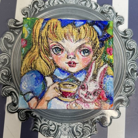 ミニチュアキャンバス絵　アリス