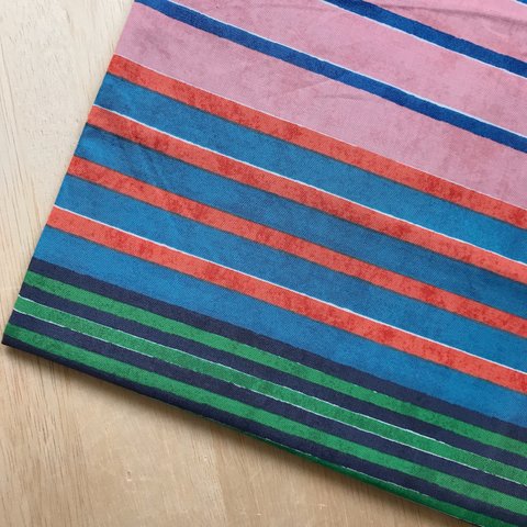 【シーチング54×50】laundry stripe・ピンクブルーグリーン