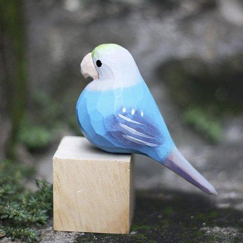 【オカメインコ】鳥好きさんへのプレゼント 置物 木彫り 文鳥 天然木 彫刻 受注制作