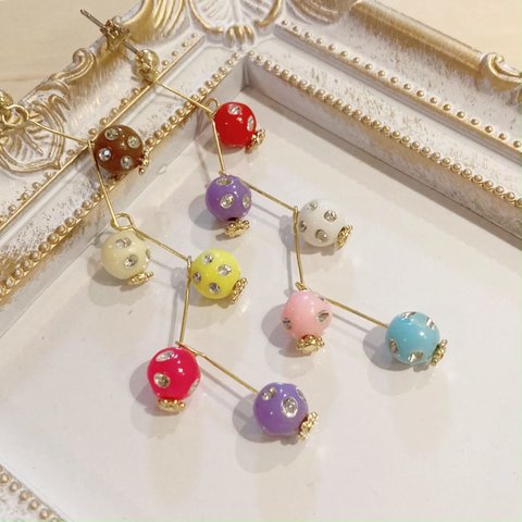 カラフルビーズピアス