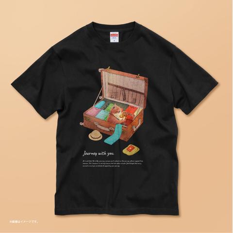 「Journey with you 一緒にいく気のネコ」/コットンTシャツ/送料無料