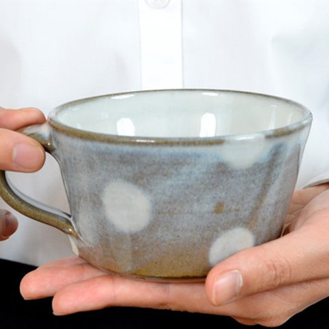 水玉スープカップ(白) 小石原焼 ヤママル窯