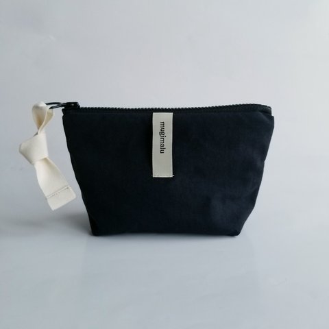 poitto16 マチ5深型 天然色素染NYLON POUCH ..LogWood..ブラック