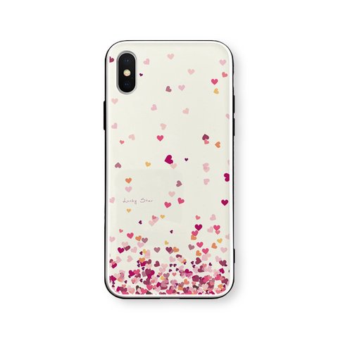 Flying Heart♡クリーム【強化ガラス × TPUケース】iPhone113/iPhoneXS/その他iPhoneケース