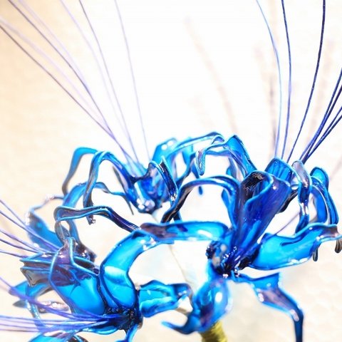   ﾟ･*:.｡.  青い彼岸花 .｡.:*･ﾟ 髪飾り かんざし ディップアート 曼殊沙華 ディップアート