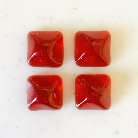 Clear Red Water Square Cabochons