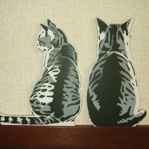 ２個セット　猫　ねこ　かわいい　オシャレ　置物　プレゼント　壁掛け　猫好き　Ｂ