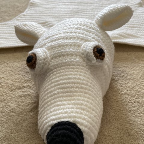 かぎ針編み動物シロクマラグマット(両面)【インテリア】デコレーション【座布団】【敷物】　Crochet Animal Polar bear rug (double sides)