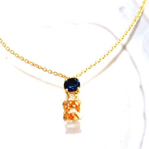 - aki no ishi - Spphire & Diamond & Citrine Pendant Top