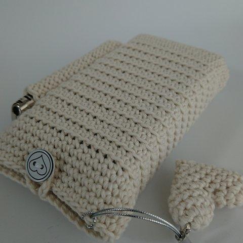 手編み　シガレットケース　(オフホワイト)